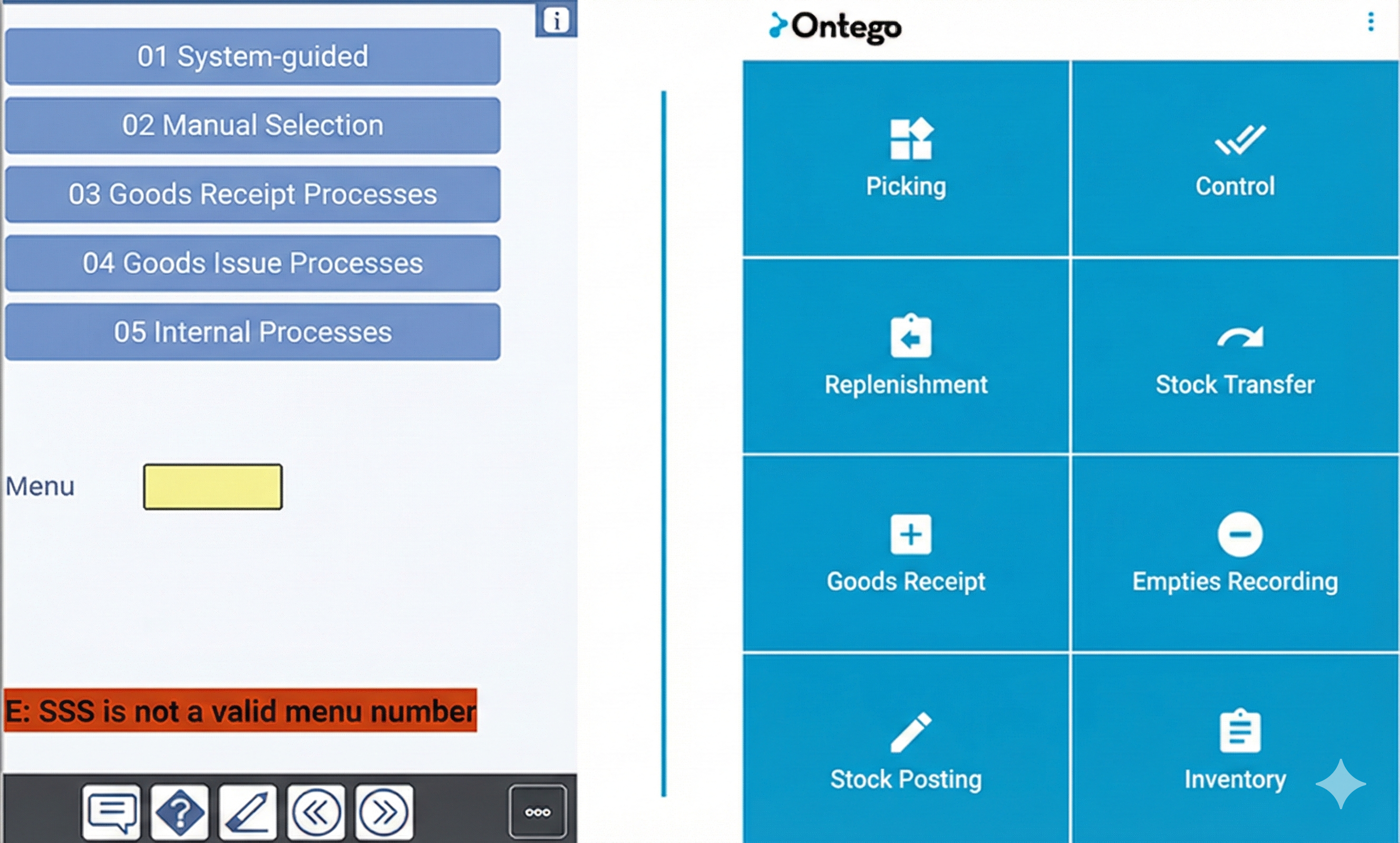 Mobile solutions with SAP EWM RF dialog vs. third-party client using Ontego as an example
